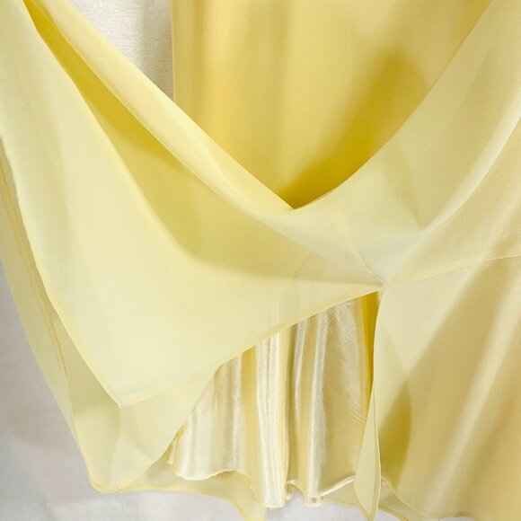 Plus size blouse and skirt set chiffon soft canary yellow SZ 14 top 16 skirt - Picture 6 of 16